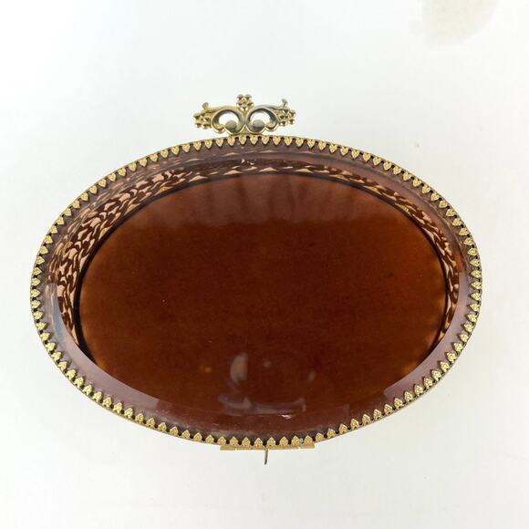 Ormolu Hollywood Regency Footed Oval Jewelry Trinket Box - Picture 6 of 8